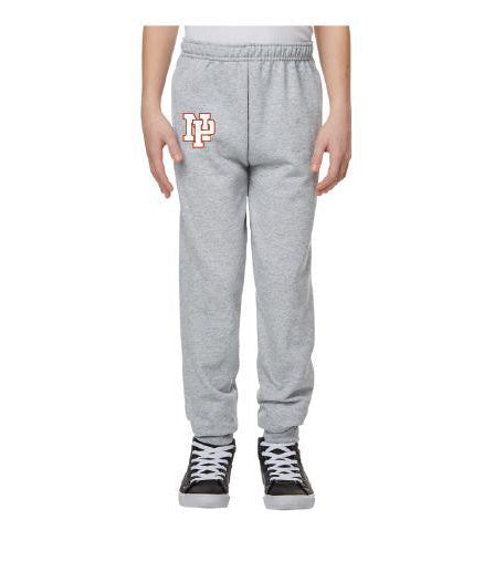 Youth Unisex Joggers - White NP Logo, Red Outline