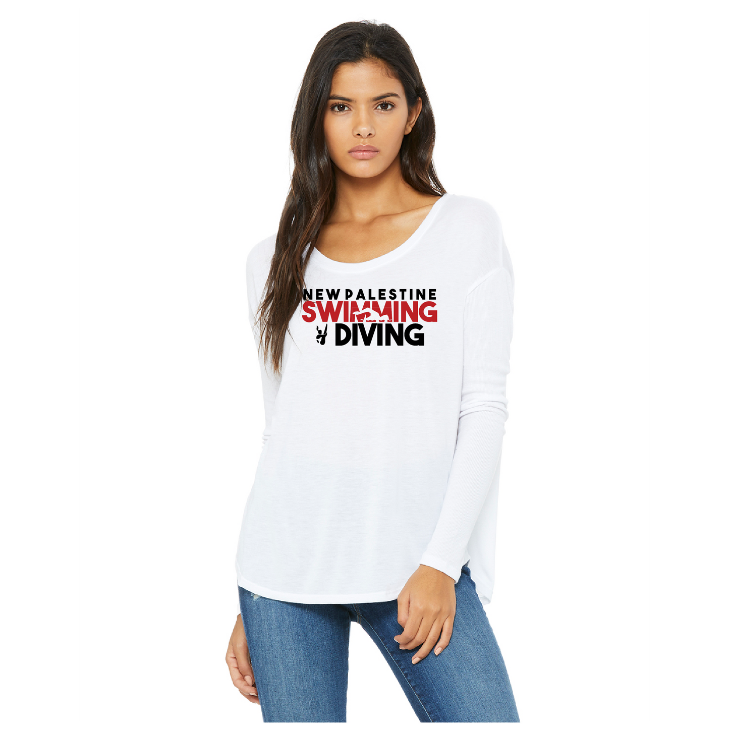 Womens Flowy Long Sleeve T-Shirt - Dragons Swimming & Diving