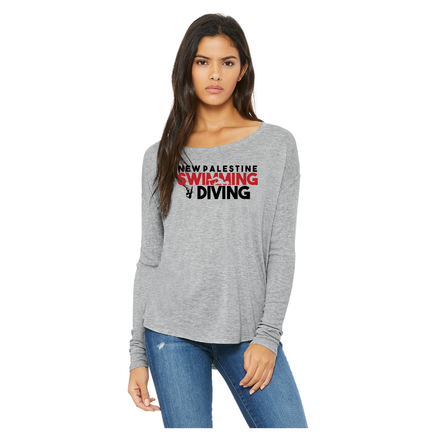 Womens Flowy Long Sleeve T-Shirt - Dragons Swimming & Diving