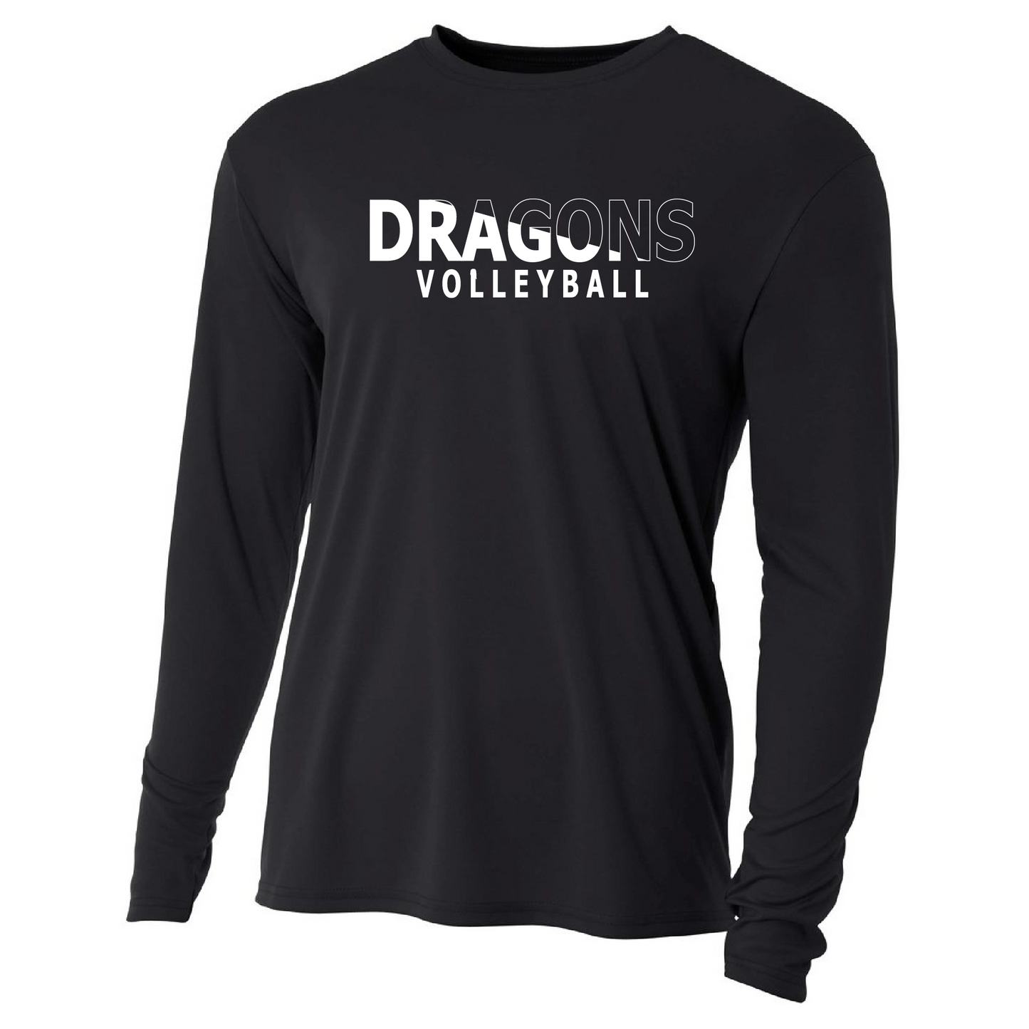 Mens L/S T-Shirt - Dragons Volleyball Slashed White