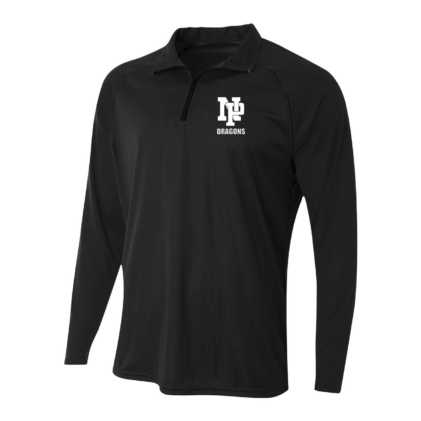 Mens Quarter Zip Pullover - White NP DRAGONS, stacked