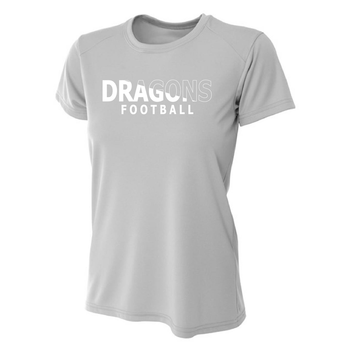 Womens S/S T-Shirt - White Dragons Football Slashed