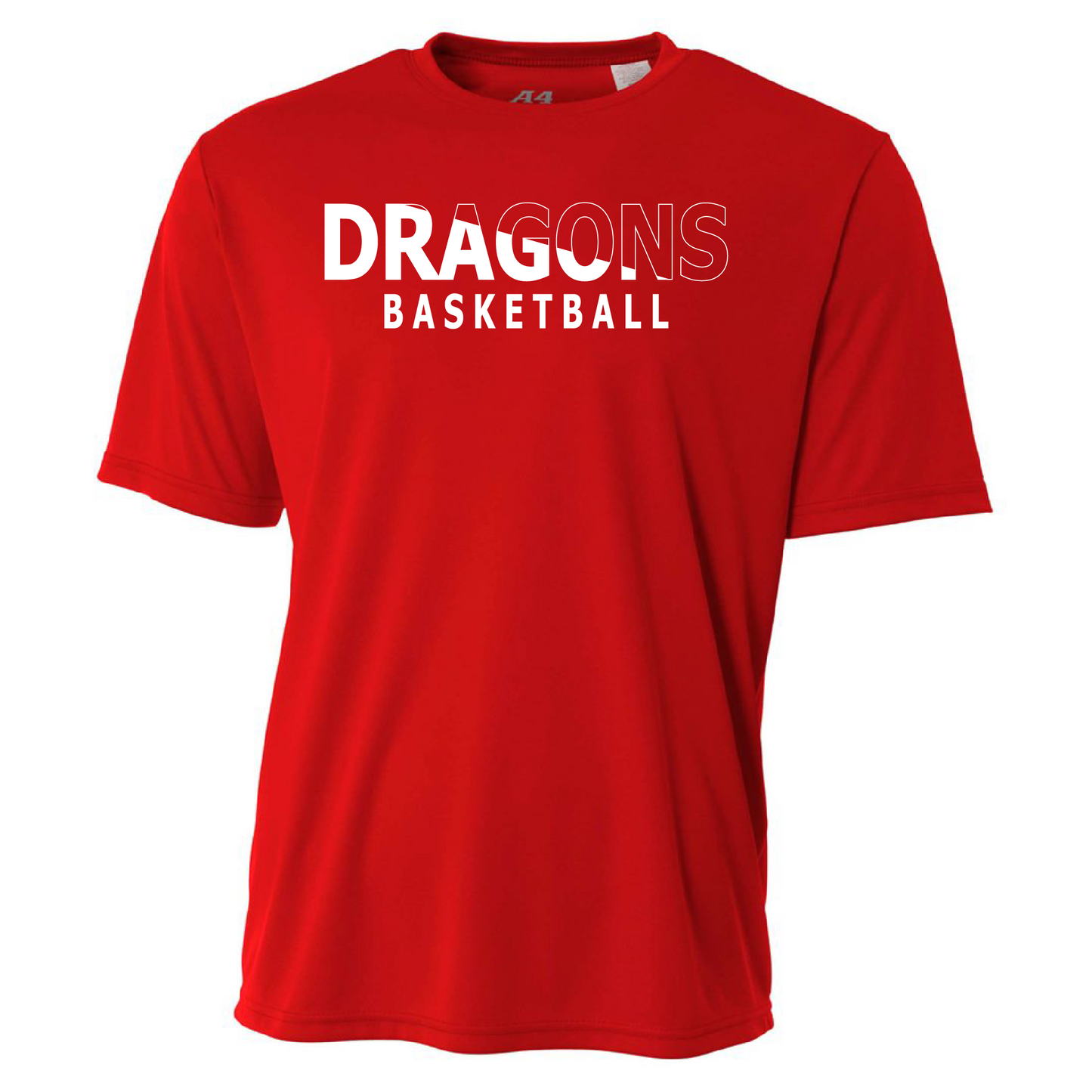 Mens S/S T-Shirt - Dragons Basketball Slashed White
