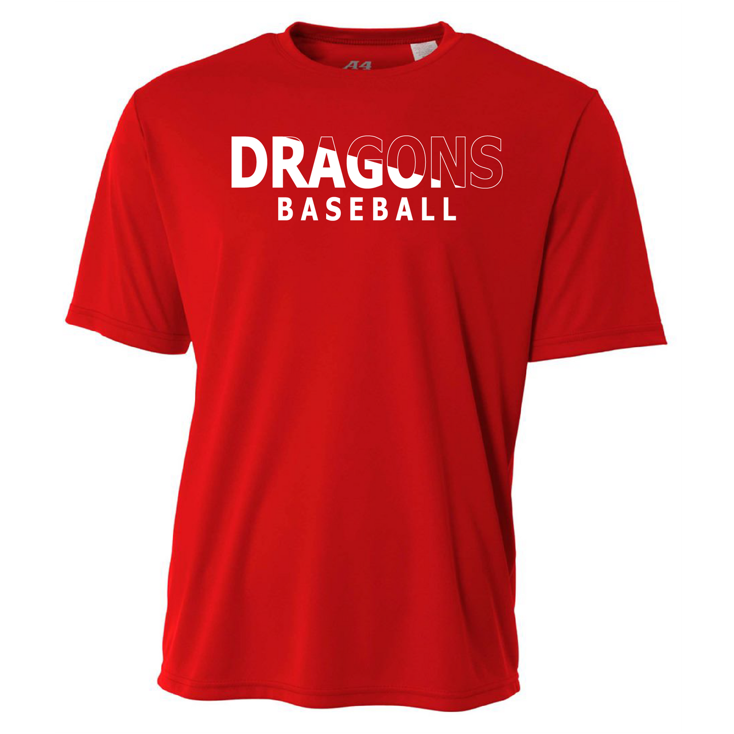 Mens S/S T-Shirt - Dragons Baseball Slashed White
