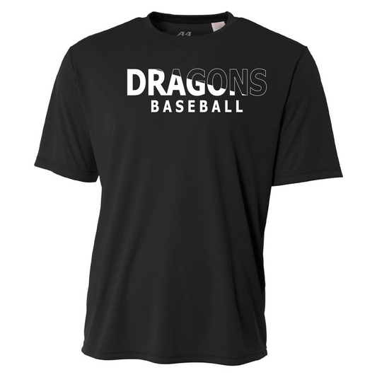 Mens Short Sleeve T-Shirt - Dragons Baseball Slashed White