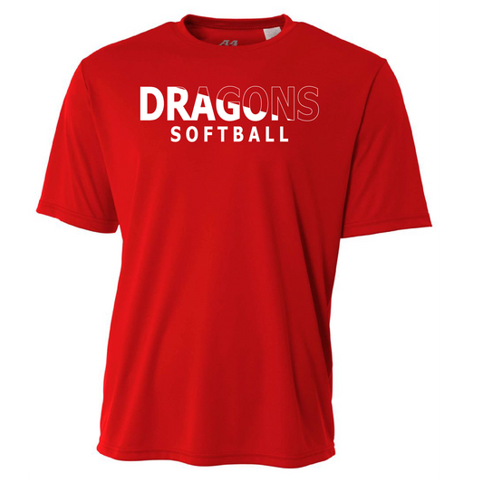 Mens S/S T-Shirt - Dragons Softball Slashed White