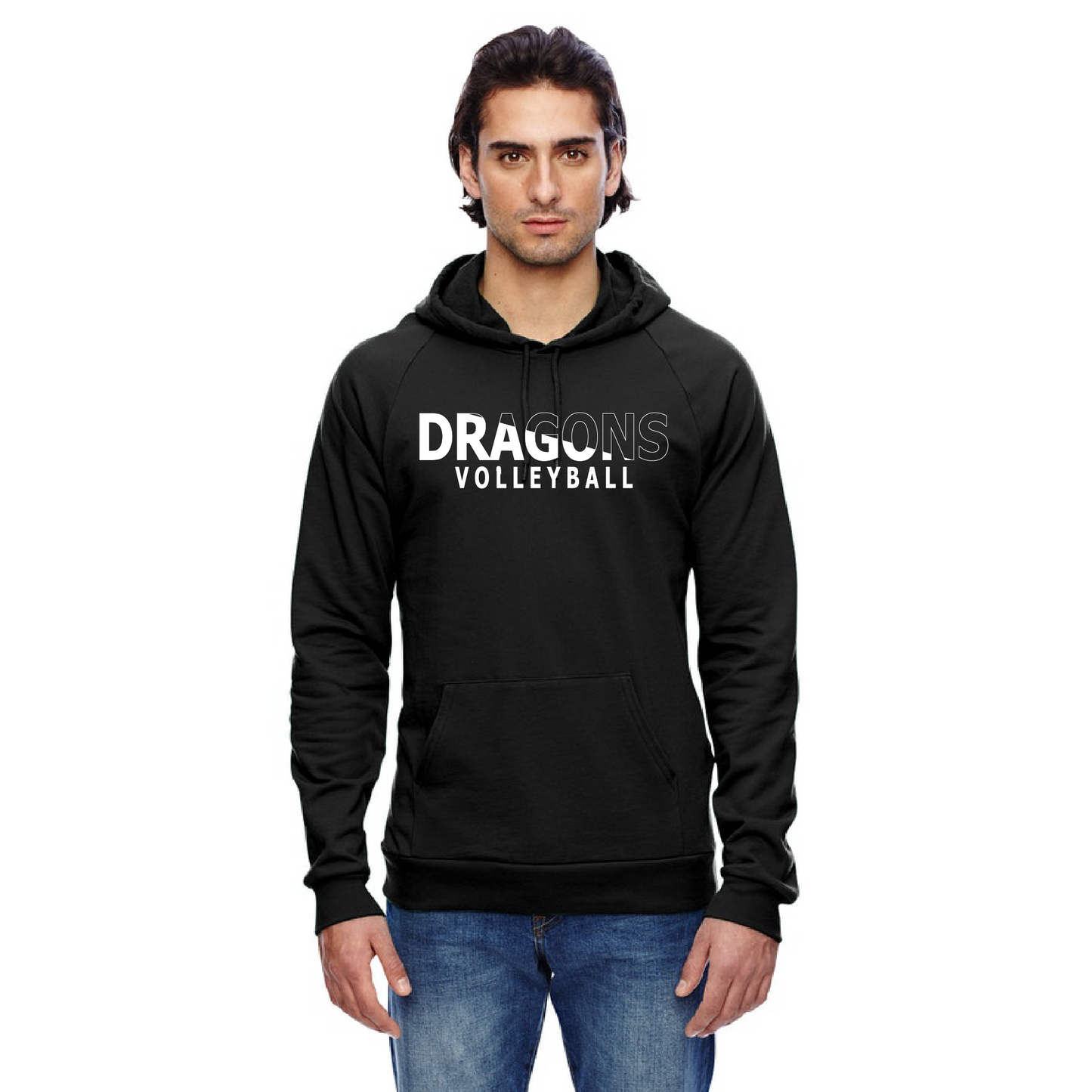Unisex Hoodie - Dragons Volleyball Slashed White