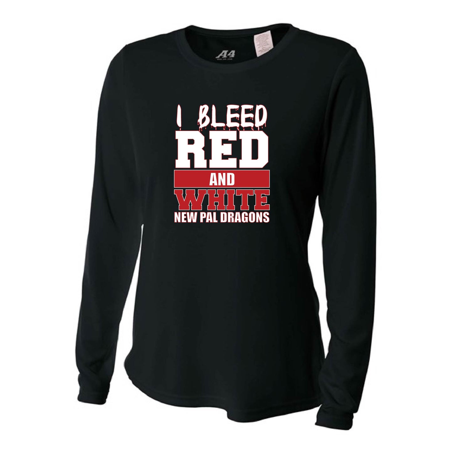 Womens L/S T-Shirt - Bleed Red & White