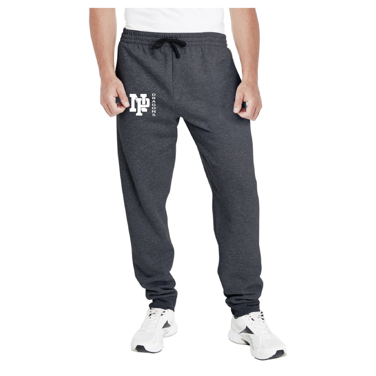 Adult Unisex Joggers - White NP Dragons, Side by Side