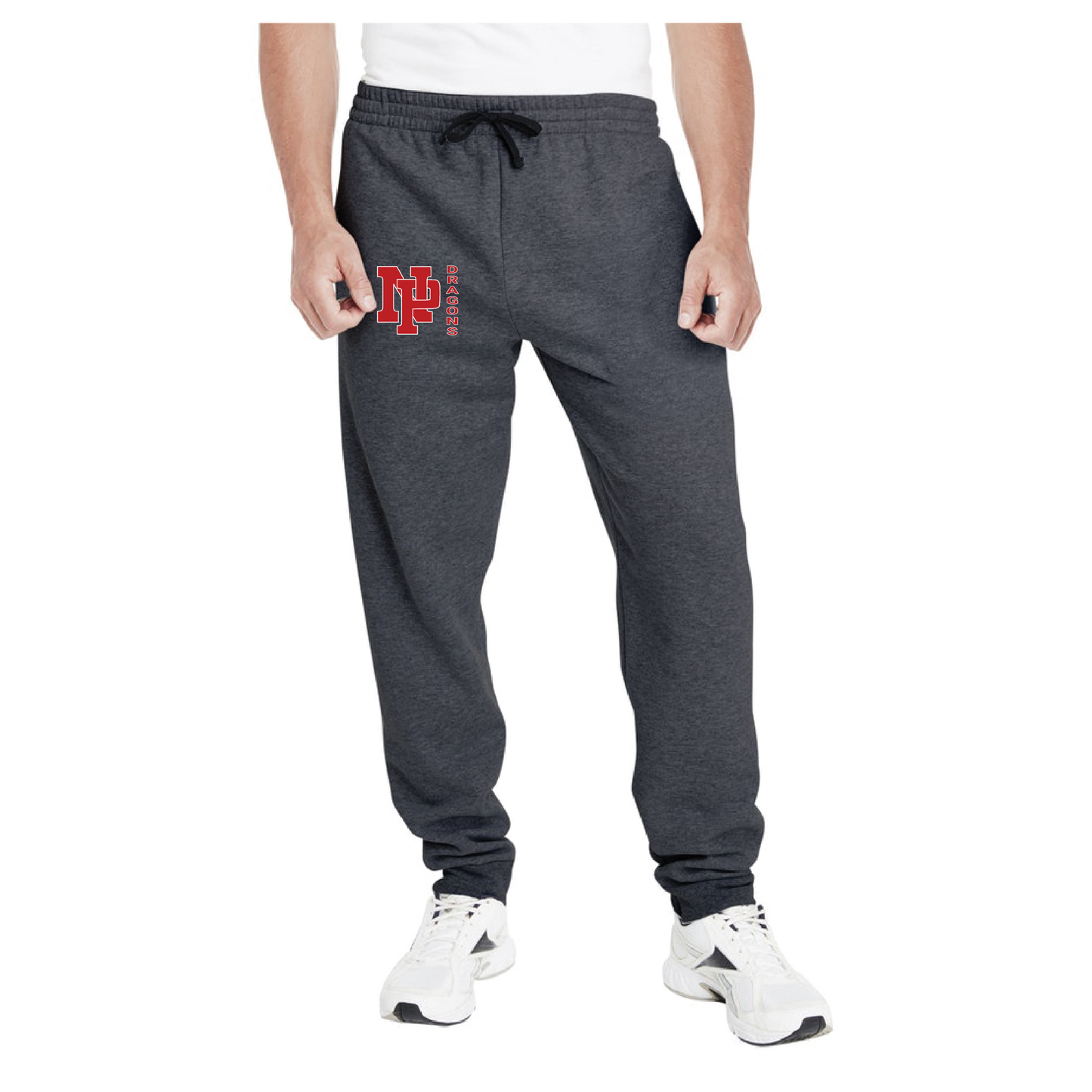Adult Unisex Joggers - Red NP Dragons, Side by Side