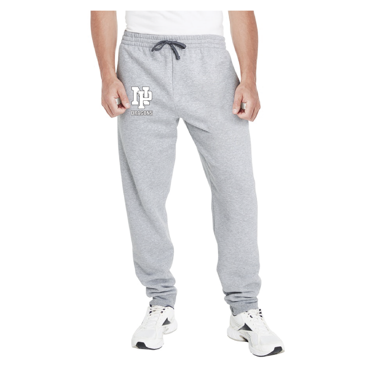 Adult Unisex Joggers - White NP Dragons, Stacked
