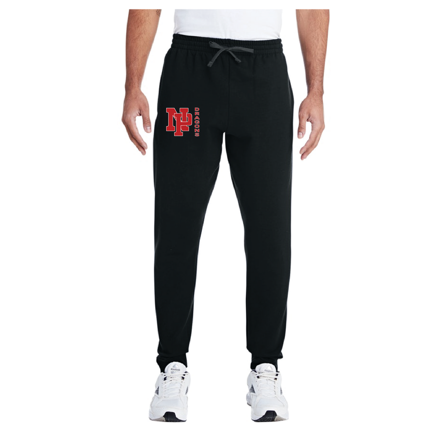 Adult Unisex Joggers - Red NP Dragons, Side by Side