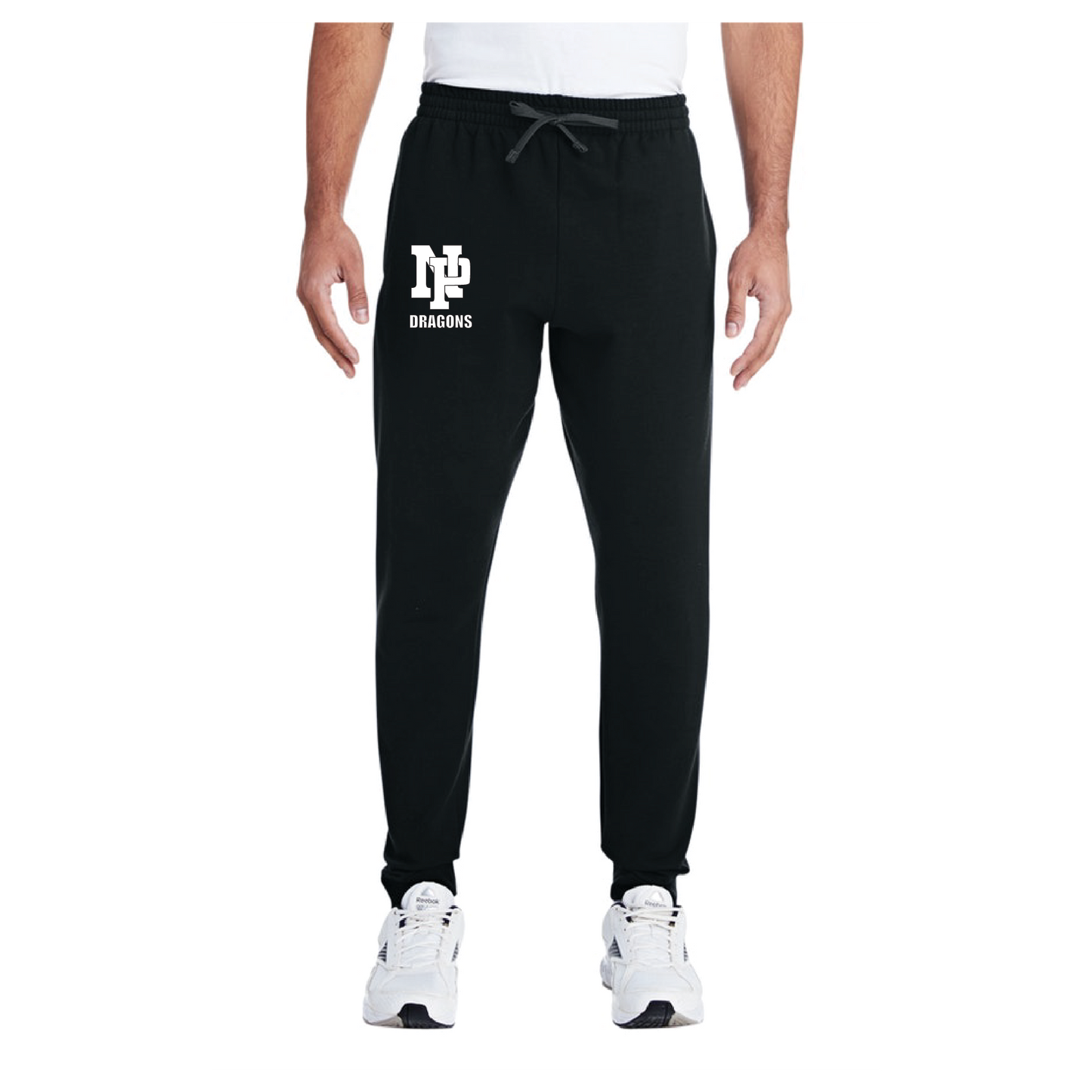 Adult Unisex Joggers - White NP Dragons, Stacked