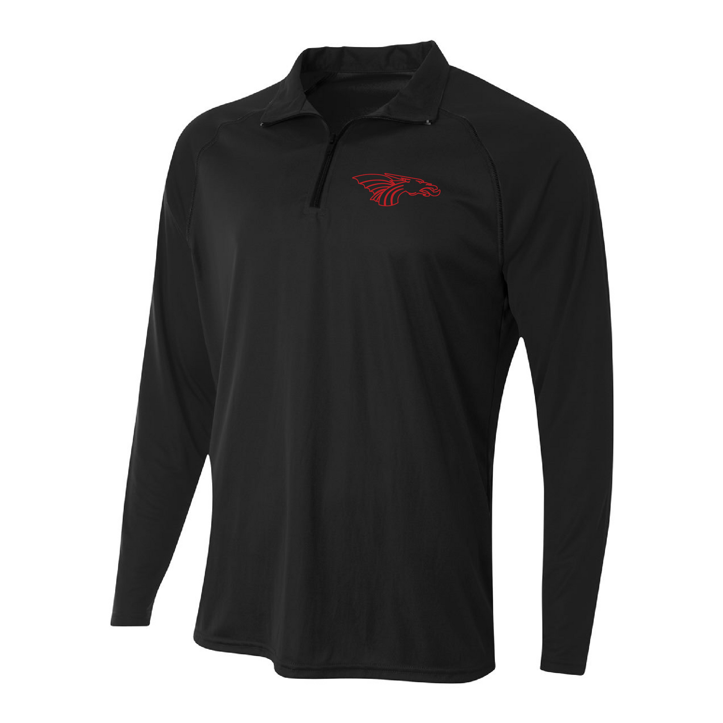Mens Quarter Zip Pullover - Dragon Head Outlined (red)