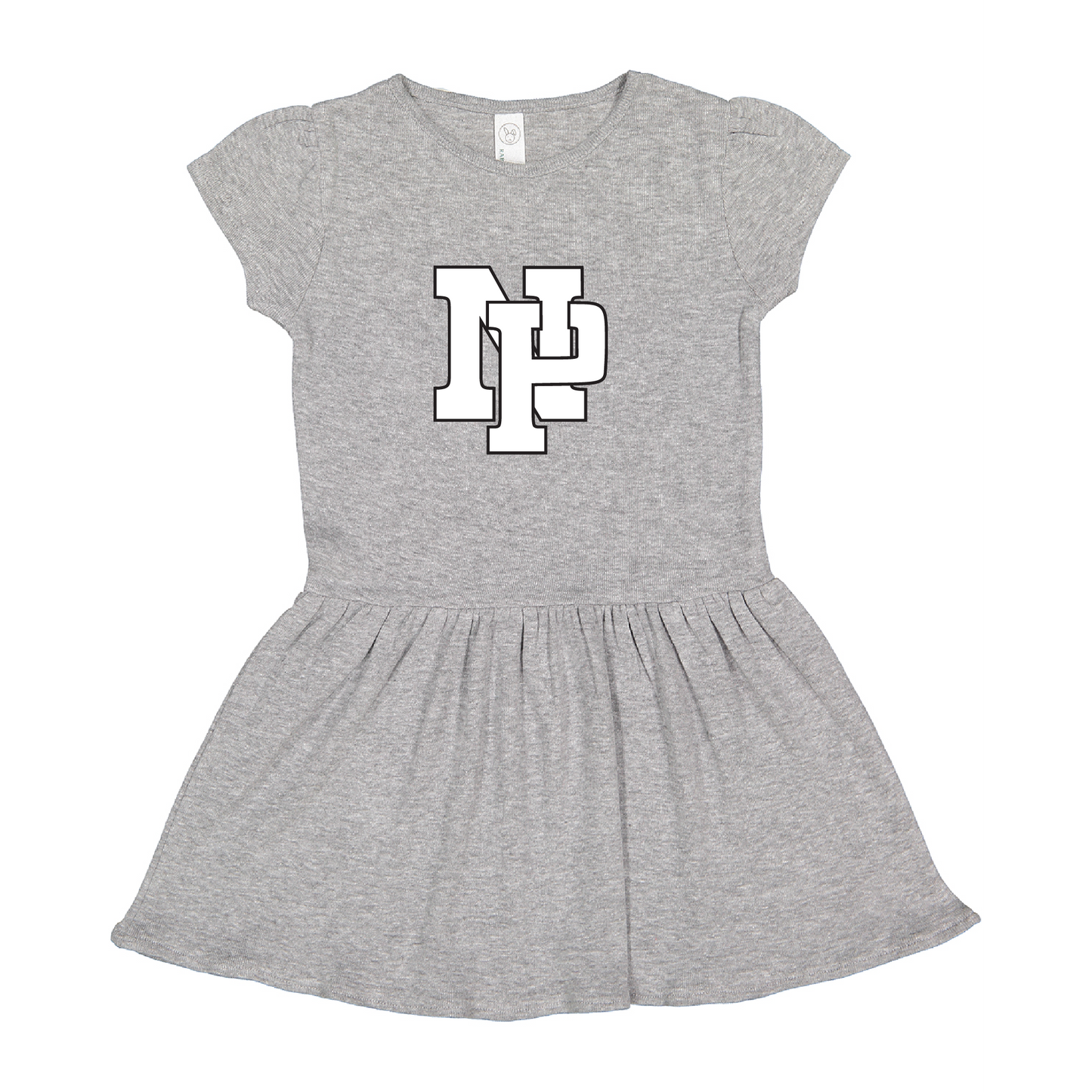 Baby/Toddler Dress - White NP Logo, Black outline