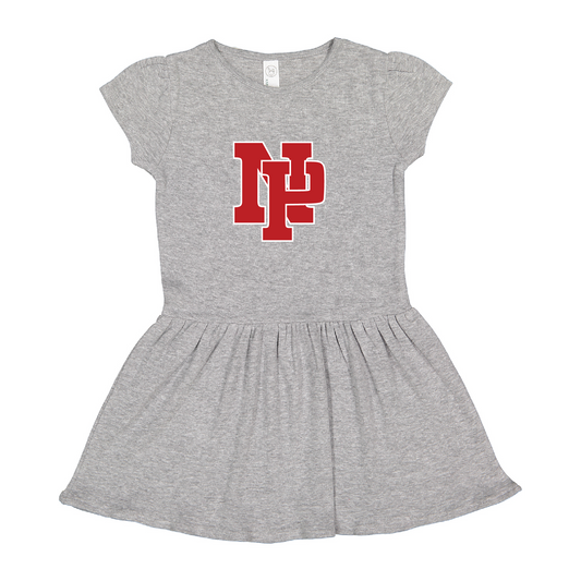 Baby/Toddler Dress - Red NP Logo, White outline
