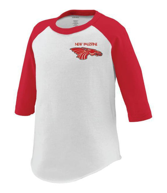Toddler 3/4 Sleeve Baseball Tee - New Palestine w/Red Dragon Head Logo