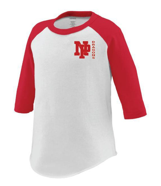Toddler 3/4 Sleeve Baseball Tee - NP Dragons, Side by Side