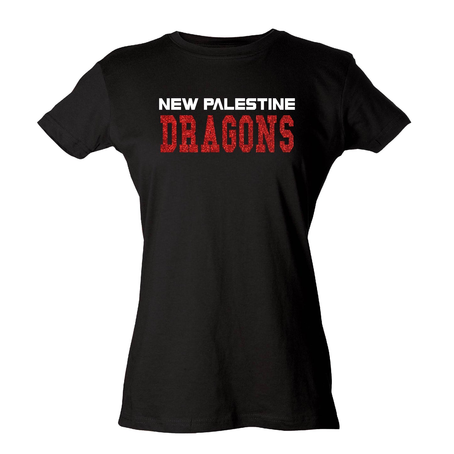 Womens Slim Fit Jersey Tee - New Palestine Dragons1 (Glitter)