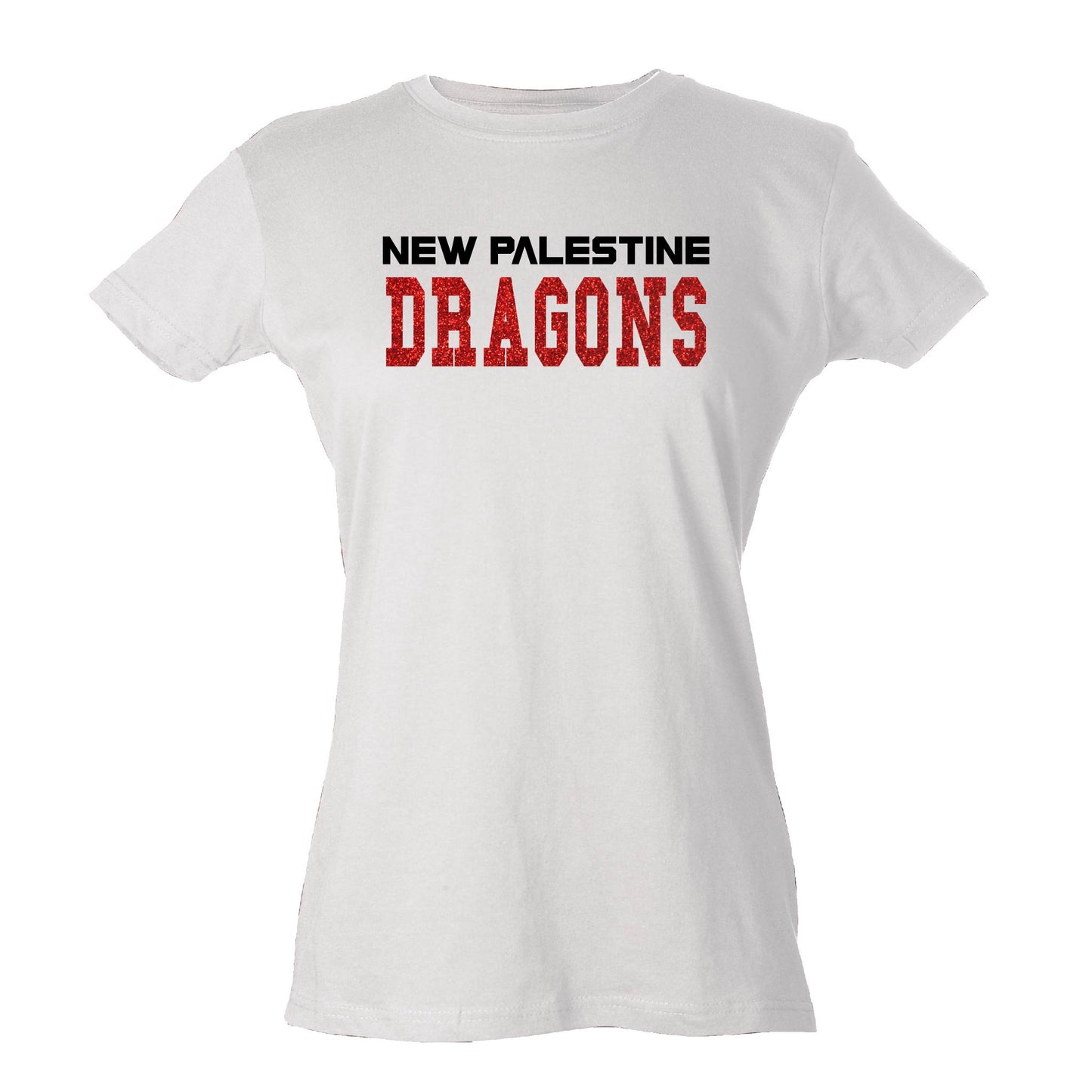 Womens Slim Fit Jersey Tee - New Palestine Dragons1 (Glitter)