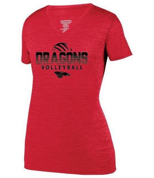 Womens Heathered V-Neck T-Shirt - Dragons Volleyball
