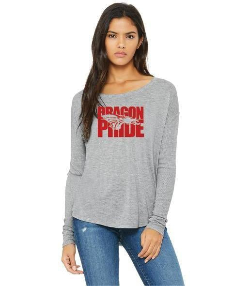 Womens Flowy Long Sleeve T-Shirt - Dragon Pride