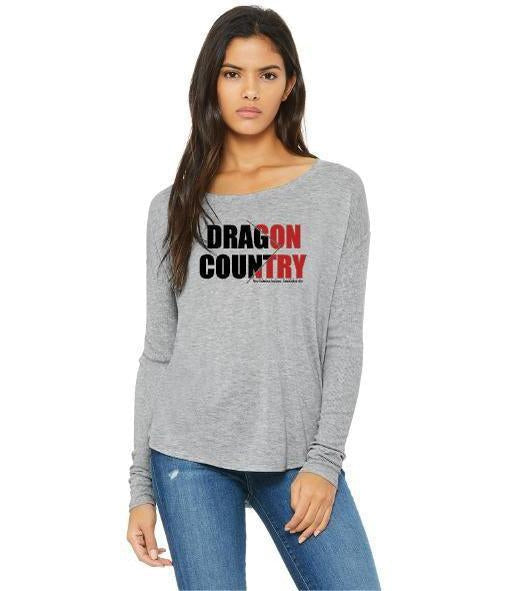 Womens Flowy Long Sleeve T-Shirt - Dragon Country Arrowed