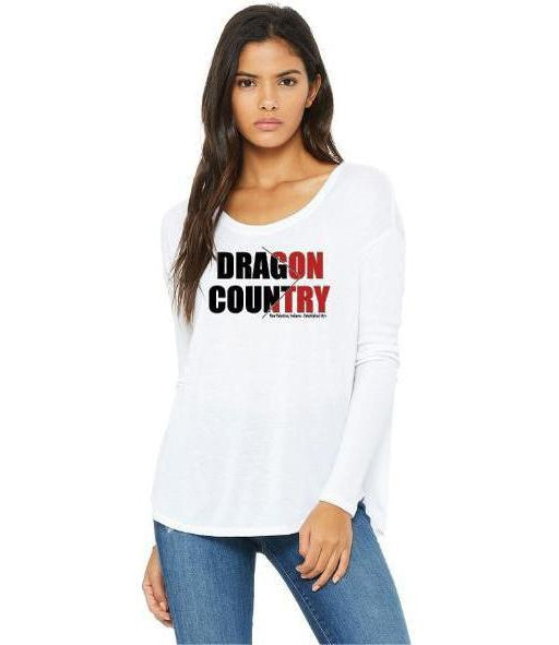 Womens Flowy Long Sleeve T-Shirt - Dragon Country Arrowed