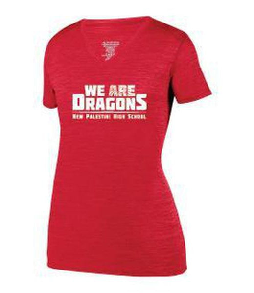 Womens Heathered V-Neck T-Shirt - We Are Dragons NPHS